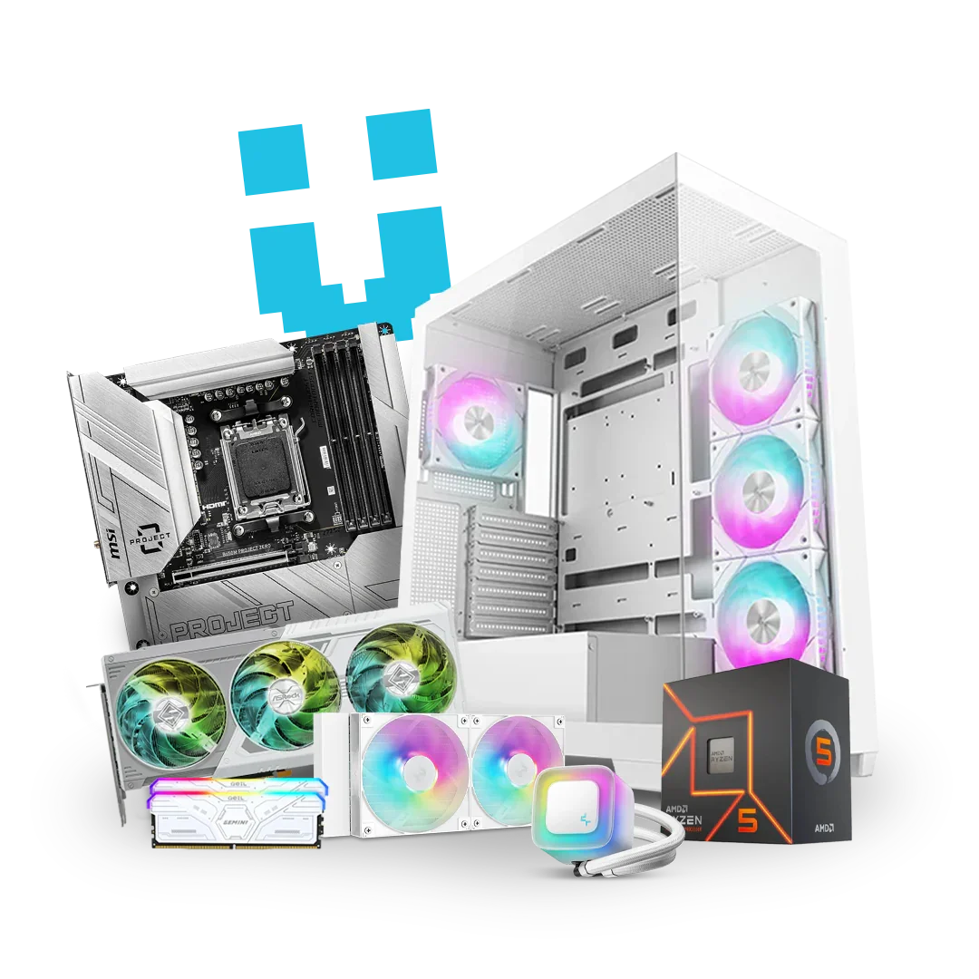 Brutech Invisio Common White Gaming PC – Intel Arc B580, AMD 
Ryzen 5 7600, DeepCool CG580 White, MSI Project Zero – White 
Gaming PC South Africa