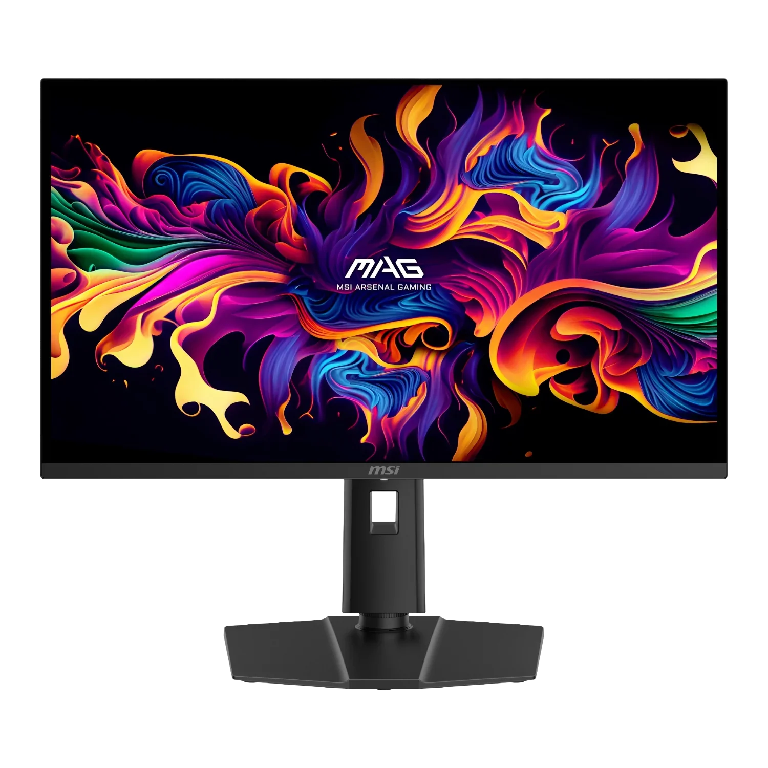 27-inch WQHD 240Hz gaming monitor with vibrant abstract display and sturdy stand