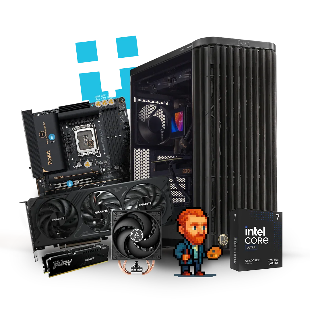 Brutech Van Gogh Creator Workstation – RTX 5070 Ti 16GB, 
Intel Core Ultra 7 265K, 64GB DDR5, ASUS ProArt PA401 – 
Studio Workstation South Africa